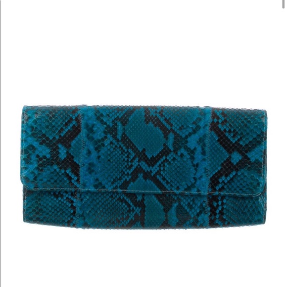 Carlos Falchi Snakeskin Clutch Black and Blue - Picture 4 of 4